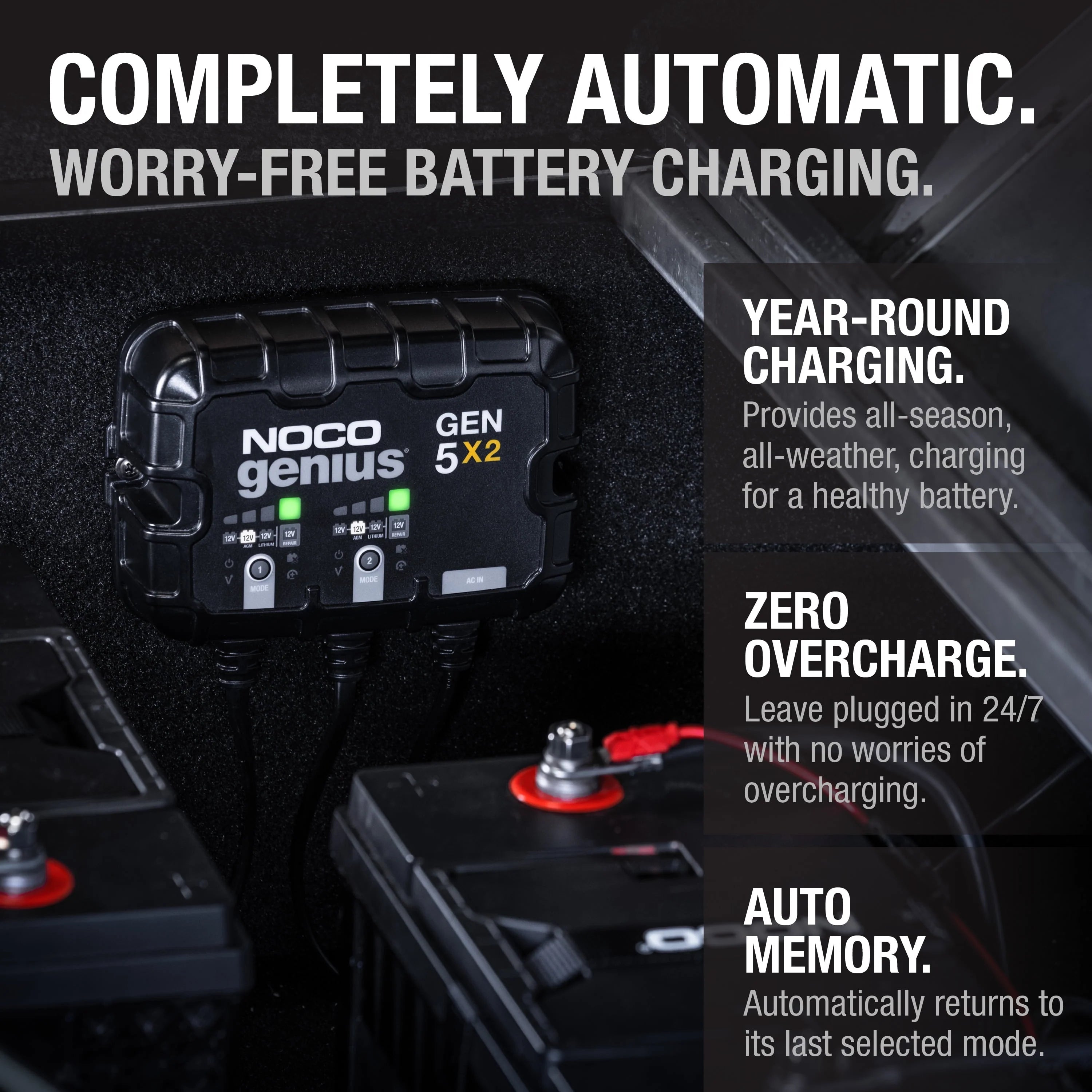 NOCO Genius GEN5X2 2-Bank 10A 12V Onboard Battery Charger G9472