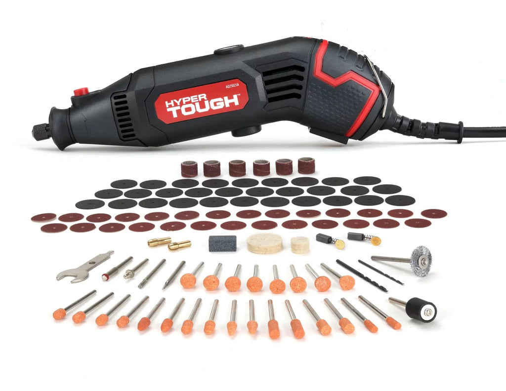 Hyper Tough 1.5 Amp Corded Rotary Tool, 120 Volts, Variable Speed with 105 Rotary Accessories & Storage Case,