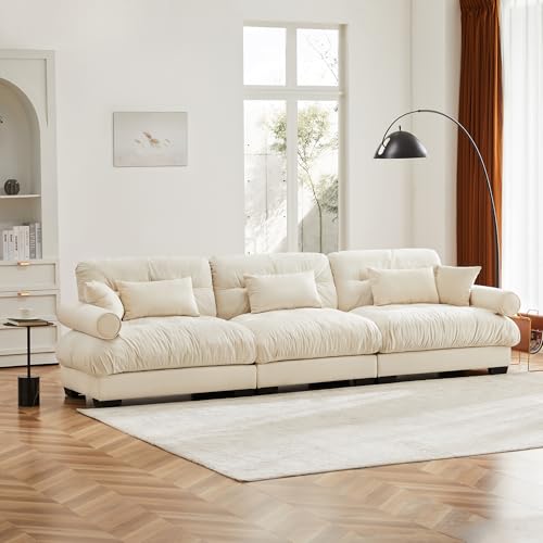 130" Modular Sectional Sofa with Movable Ottoman, Velvet Upholstered, Green Y4976