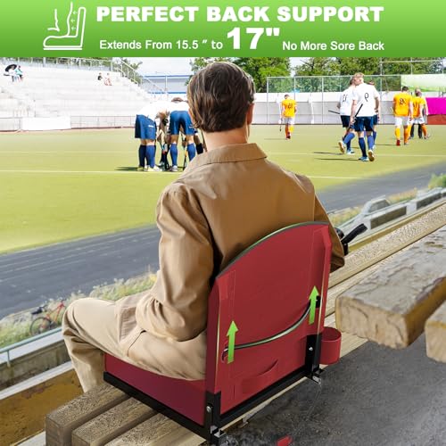 Stadium Seat with Back Support, Portable Bleacher Seat, Black V308