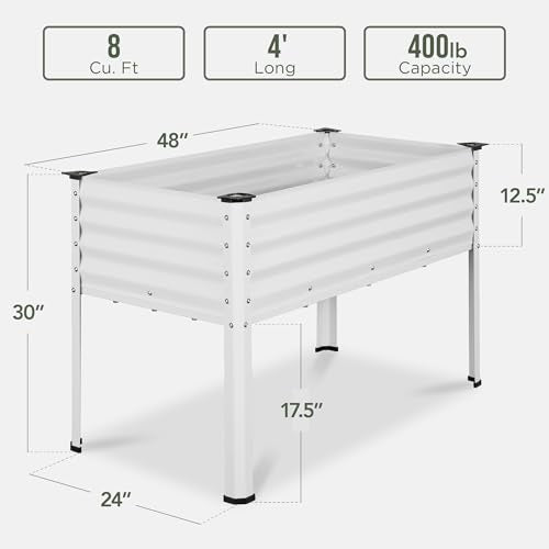 Best Choice Products 48x24x30in Galvanized Raised Garden Bed, Metal Elevated Planter Box, Dark Green S888804