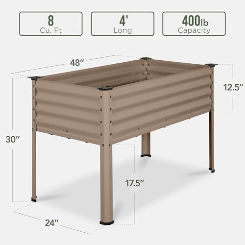 Best Choice Products 48x24x30in Galvanized Raised Garden Bed, Metal Elevated Planter Box, Dark Green S888804