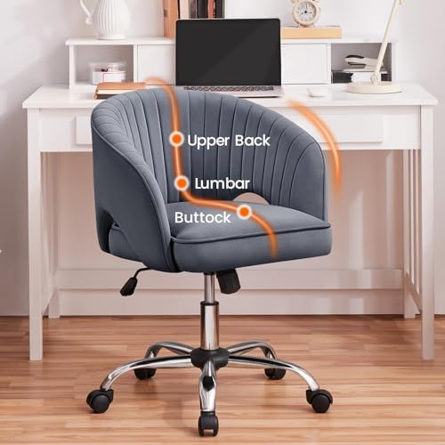 Yaheetech Velvet Vanity Chair with Wheels for Bedroom Cream U9976