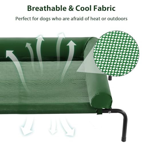 Cooling Elevated Dog Bed for Large Dogs, Waterproof Raised Cot with Headrest, Grey W43220