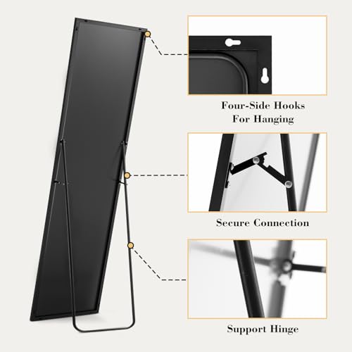 Sweetcrispy 64"x21" Arched Full Length Mirror, Standing or Leaning, Gold U4556