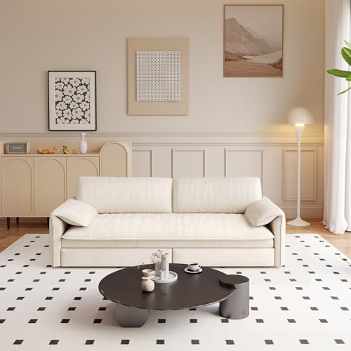 Queen Size Futon Sofa Bed with 2 Pillows, Blue V9731