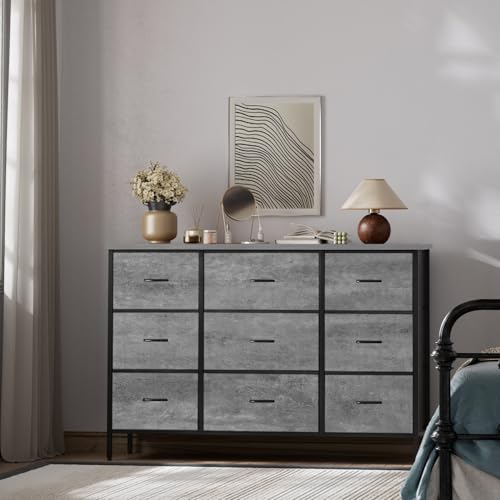 9-Drawer Fabric Dresser for Bedroom, TV Stand Storage Cabinet U5871