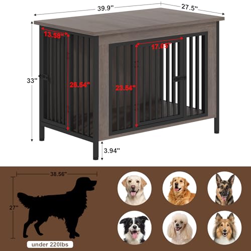 EasyCom XL Wooden Dog Crate Furniture for Medium and Large Breeds, 2 Doors A673