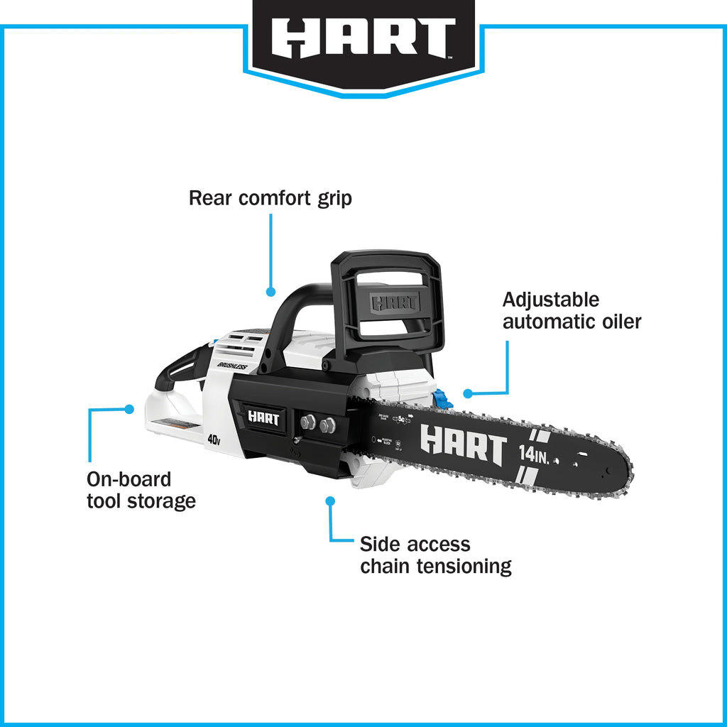 HART 40-Volt 14-inch Brushless Chainsaw Kit with 4.0Ah Battery S7085