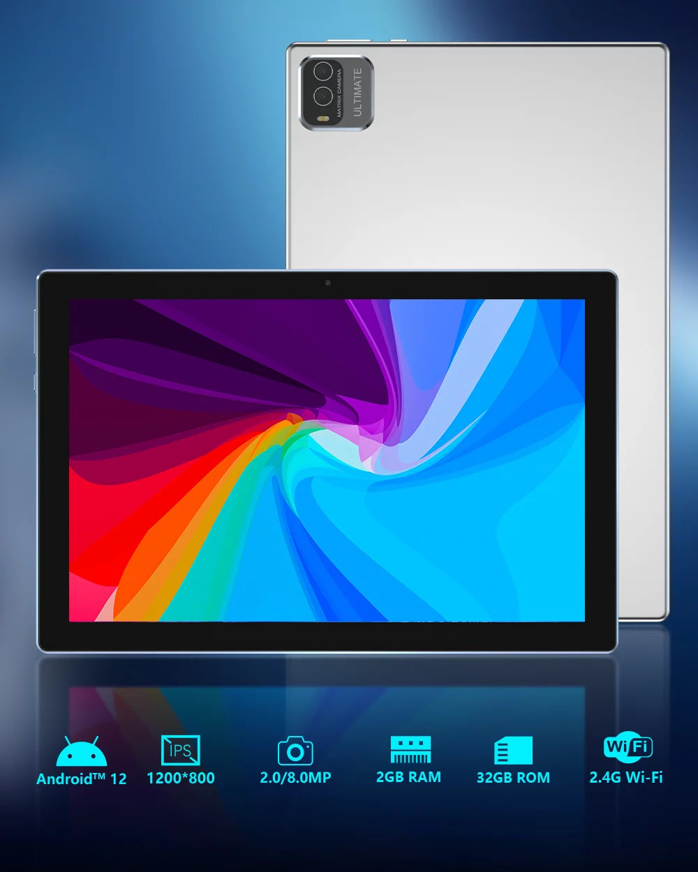 10 inch Android 12 Tablet PC, 2GB+32GB, 6000mAh Battery, Quad Core, WiFi I62432