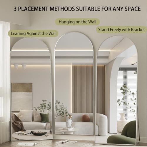 BEAUTYPEAK 65"x24" Arched Full Length Floor Mirror, Black D361