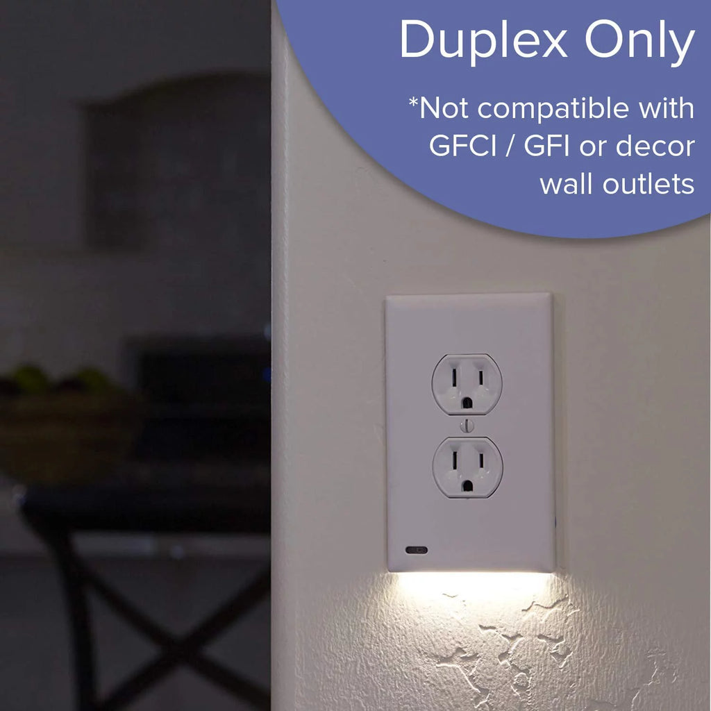 SnapPower GuideLight 2 LED Night Light Outlet Wall Plate, Duplex, White J3320