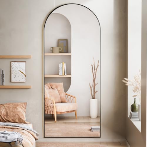 BEAUTYPEAK 65"x24" Arched Full Length Floor Mirror, Black D361