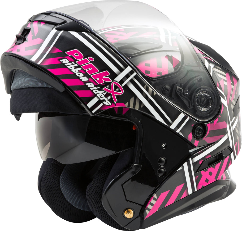 GMAX MD-01 Pink Ribbon Riders Helmet Black/Pink LG A762