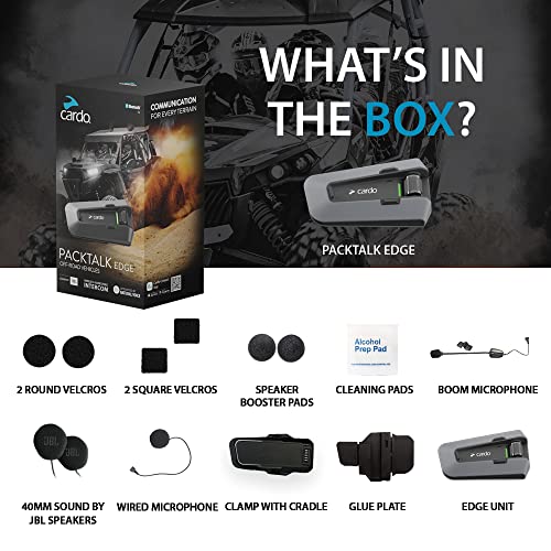Cardo PACKTALK Edge Motorcycle Bluetooth Headset Intercom - Single Pack, Black P84142