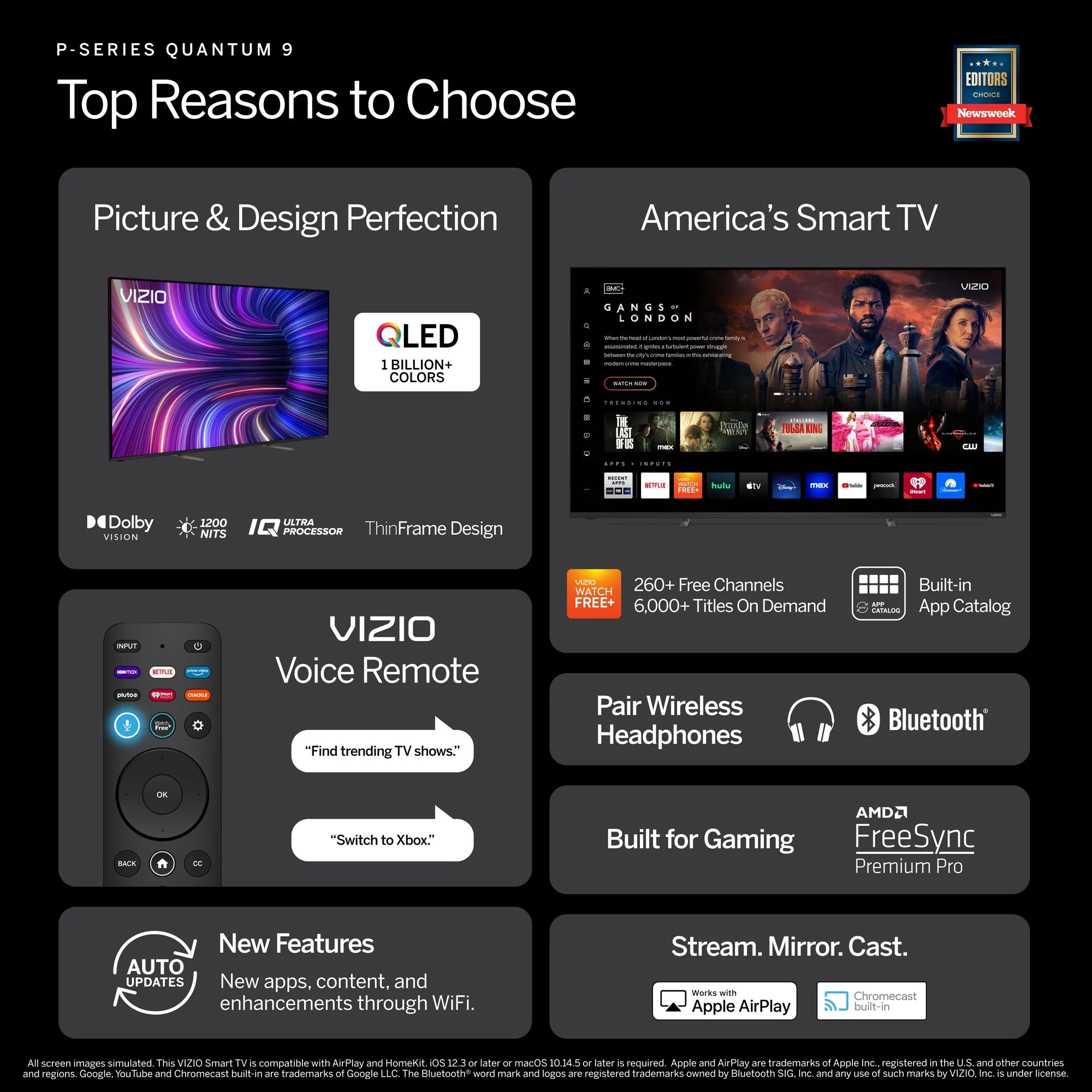 VIZIO 75 Class P-Series 4K QLED HDR Smart TV P75Q9-J01 I875