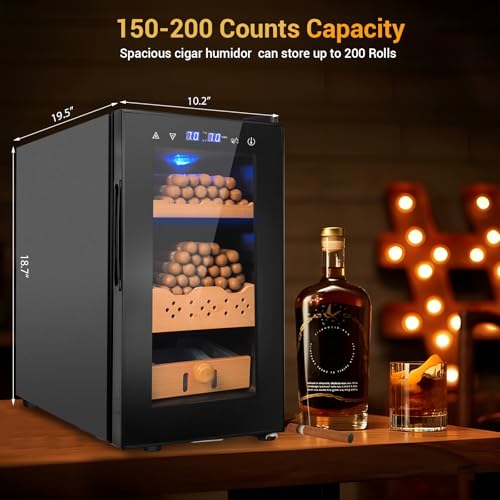 Electric Humidor Cabinet 35L with Digital LED Screen and Humidity Control C6096