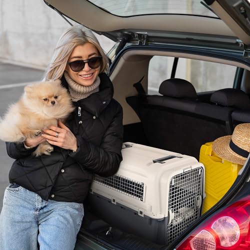 Plastic Dog Crate with Rolling Wheels, Airline Approved, Medium S135464