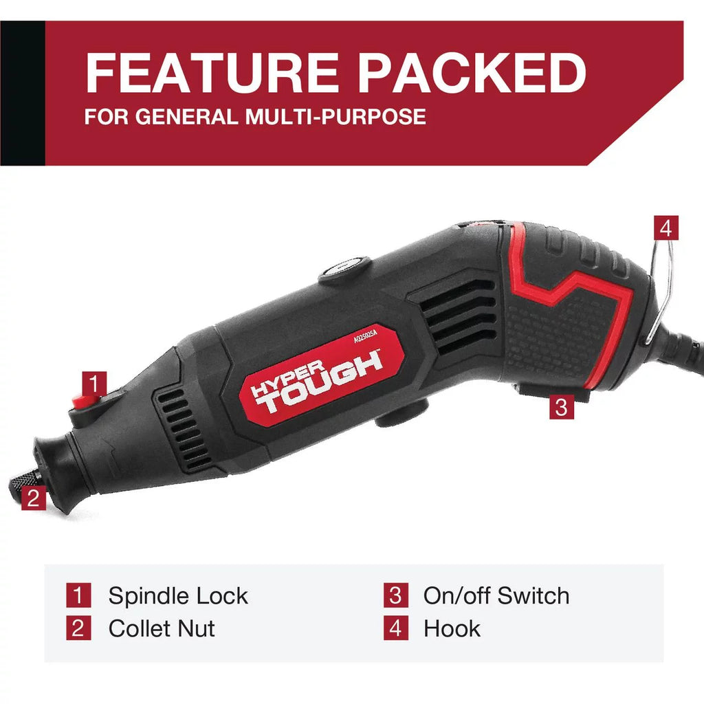 Hyper Tough 1.5 Amp Corded Rotary Tool with 105 Accessories & Storage Case R709387