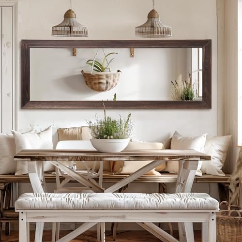 MELOMOIR Rustic Farmhouse Full Length Mirror 64"x21" Wood Frame Floor Mirror U91698