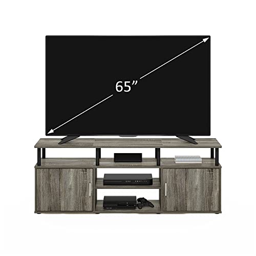 Furinno JAYA Large Entertainment Stand for TV Up to 55 Inch, French Oak Grey/Black V100781