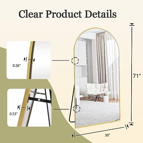 BEAUTYPEAK 65"x24" Arched Full Length Floor Mirror, Black D361