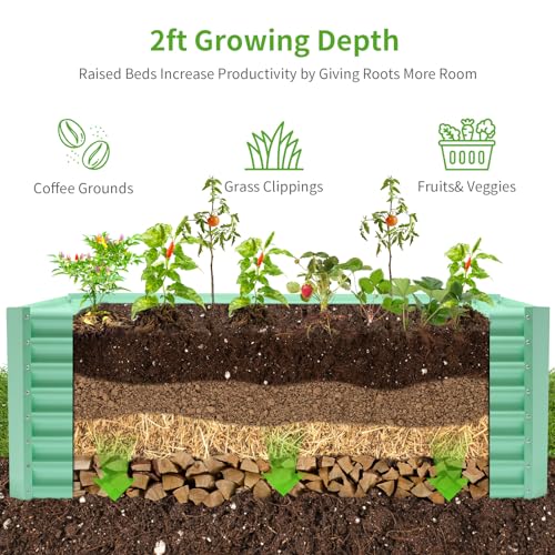 Land Guard 8×4×2 ft Galvanized Raised Garden Bed Kit for Vegetables D685