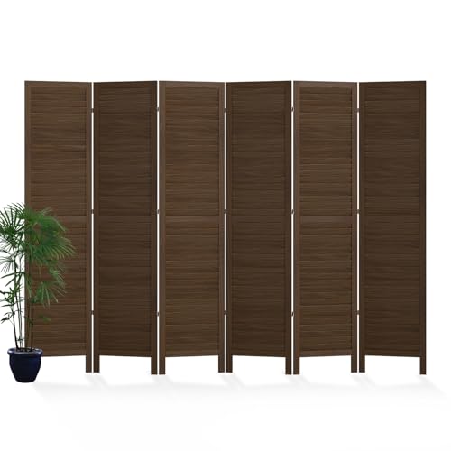 Room Partitions and Dividers, 5.6 Ft Tall Folding Wood Screen, 4 Panels S6959