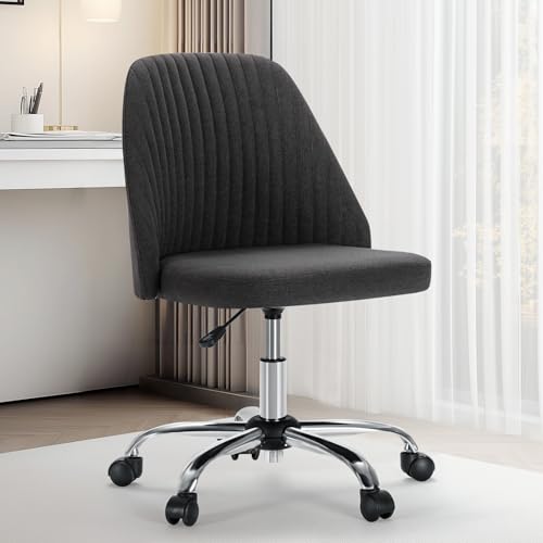Sweetcrispy Armless Office Chair with Wheels, Adjustable Swivel Task Chair S259576