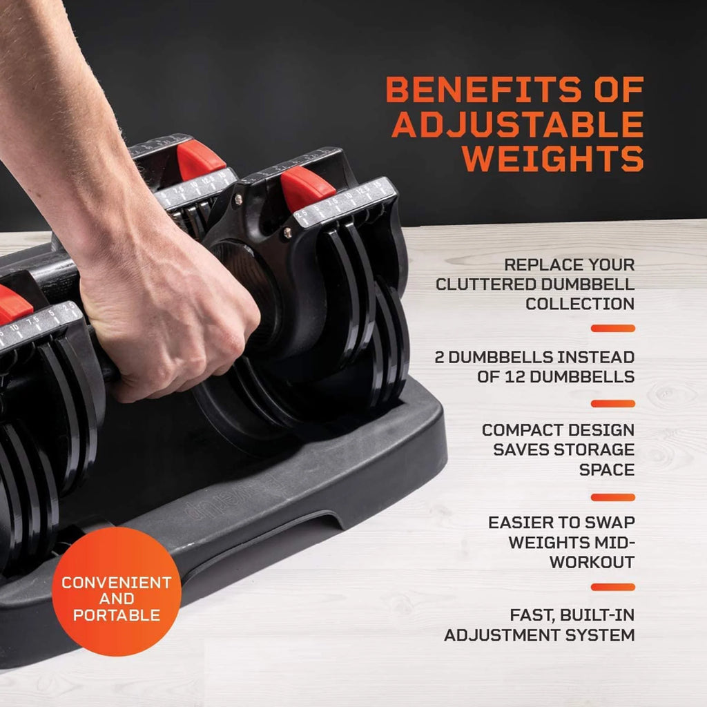 Lifepro PowerUp 15 lb Adjustable Dumbbells Set for Home Gym A725797