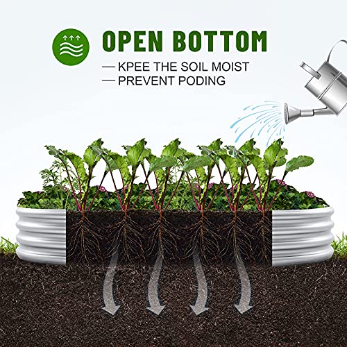 Land Guard Galvanized Raised Garden Bed Kit, Oval Large Metal Planter Box U192