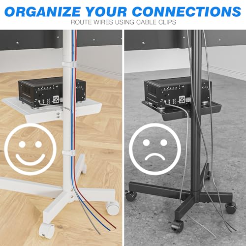 Rfiver Mobile TV Cart for 23-60 Inch LCD LED Flat Panel Curved Screen TVs, Height Adjustable Rolling Stand, Max VESA 400x400mm N1572