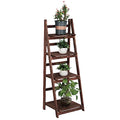 Funkeen Foldable Ladder Shelf Wood Multi Tier Plant Stand Tall Flower Pot Display Outdoor Plant Ladder Plant Holders Indoor Stand Corner Storage Bookshelf for Home Office Balcony Patio Garden White