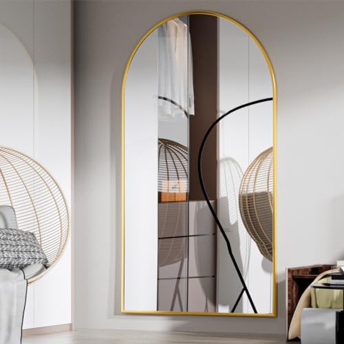 BEAUTYPEAK 65"x24" Arched Full Length Floor Mirror, Black D361