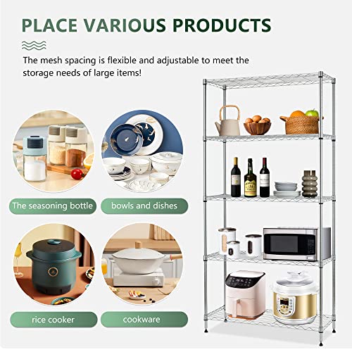 4 Tier NSF Wire Shelving Unit Heavy Duty Steel Storage Rack, Black X19089