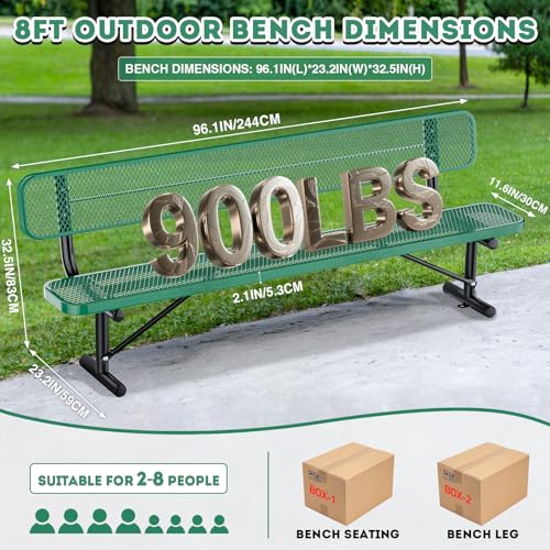Heavy Duty Outdoor Metal Park Bench with Backrest for Garden Patio Yard K713