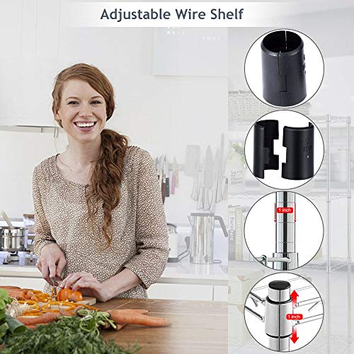 4 Tier NSF Wire Shelving Unit Heavy Duty Steel Storage Rack, Black X19089