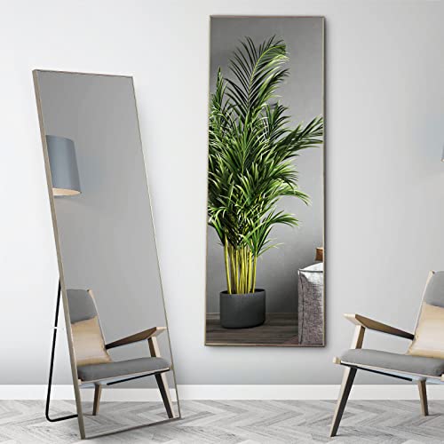 WIIS' IDEA Full Length Mirror with Stand, 59"x16" Floor Mirror, Black O584483