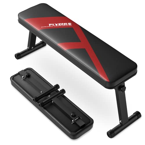 FLYBIRD Flat Bench, Foldable Weight Bench for Strength Training N1742