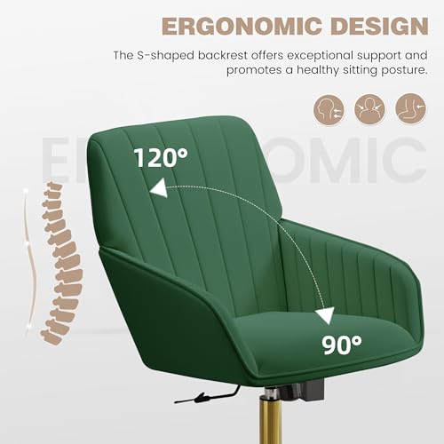 Velvet Home Office Chair with Gold Base, Swivel Desk Chair with Wheels (Cream) Z435471