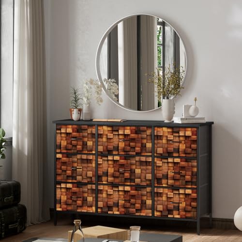 9-Drawer Fabric Dresser for Bedroom, TV Stand Storage Cabinet U5871
