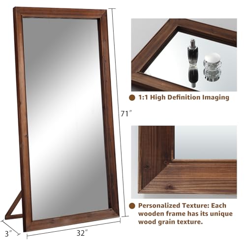 MELOMOIR Rustic Farmhouse Full Length Mirror 64"x21" Wood Frame Floor Mirror U91698