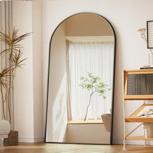 BEAUTYPEAK 65"x24" Arched Full Length Floor Mirror, Black D361