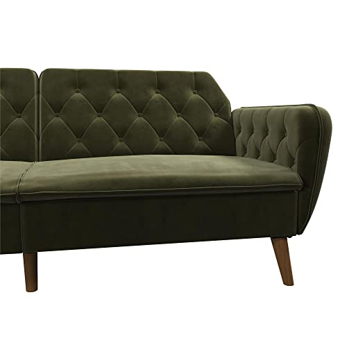 Novogratz Tallulah Memory Foam Futon Convertible Couch, Camel Faux Leather F5939