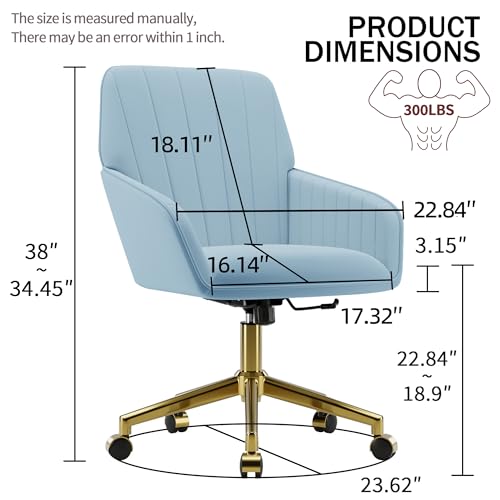 Velvet Home Office Chair with Gold Base, Swivel Desk Chair with Wheels (Cream) Z435471