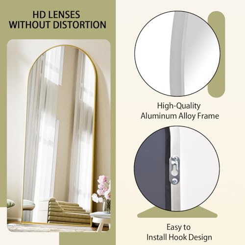 BEAUTYPEAK 65"x24" Arched Full Length Floor Mirror, Black D361