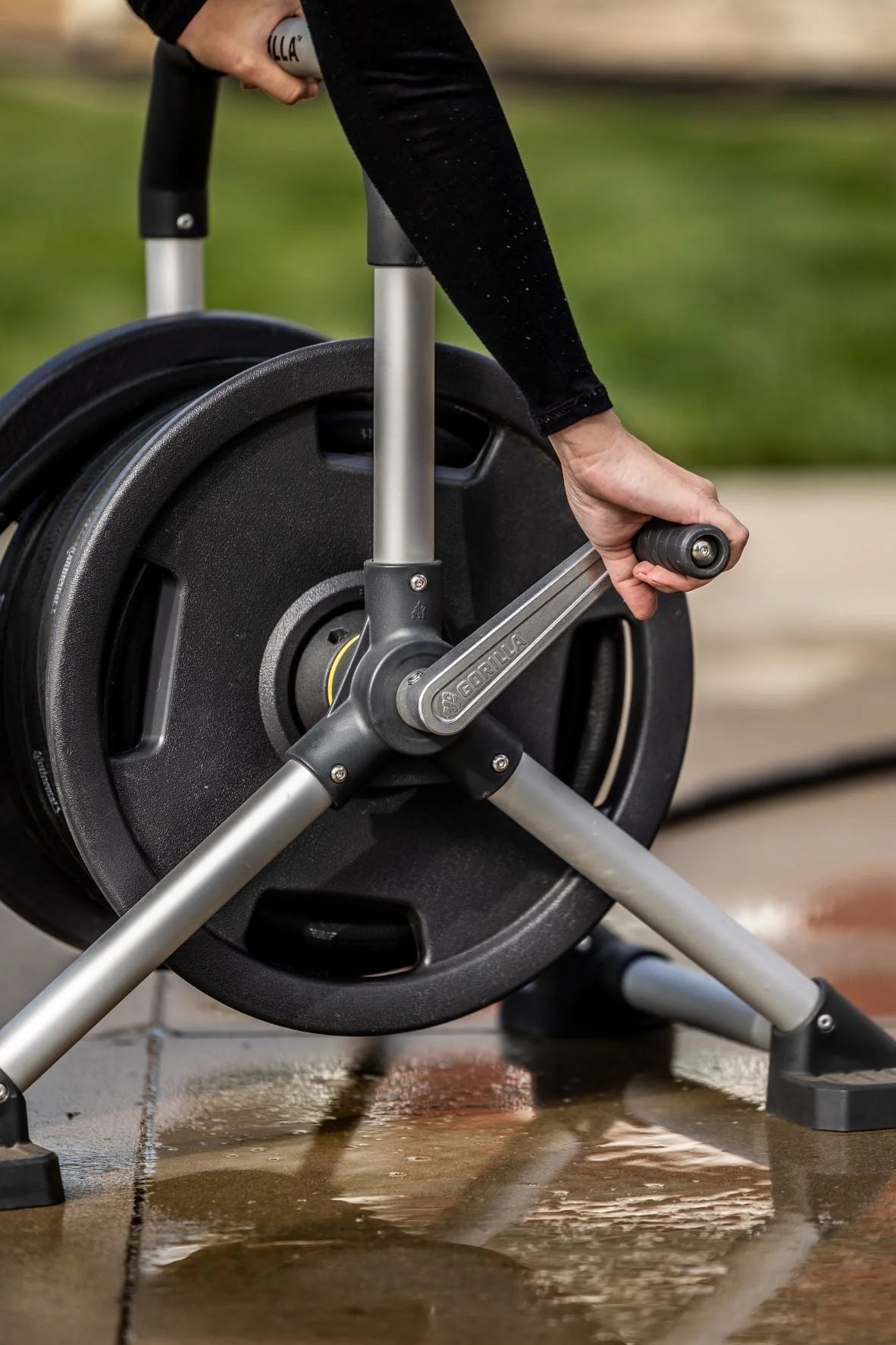 Gorilla 150 ft. Aluminum Zero-Rust Upright Hose Reel E14305