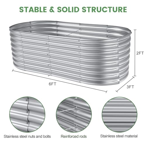 Land Guard 8×4×2 ft Galvanized Raised Garden Bed Kit for Vegetables D685