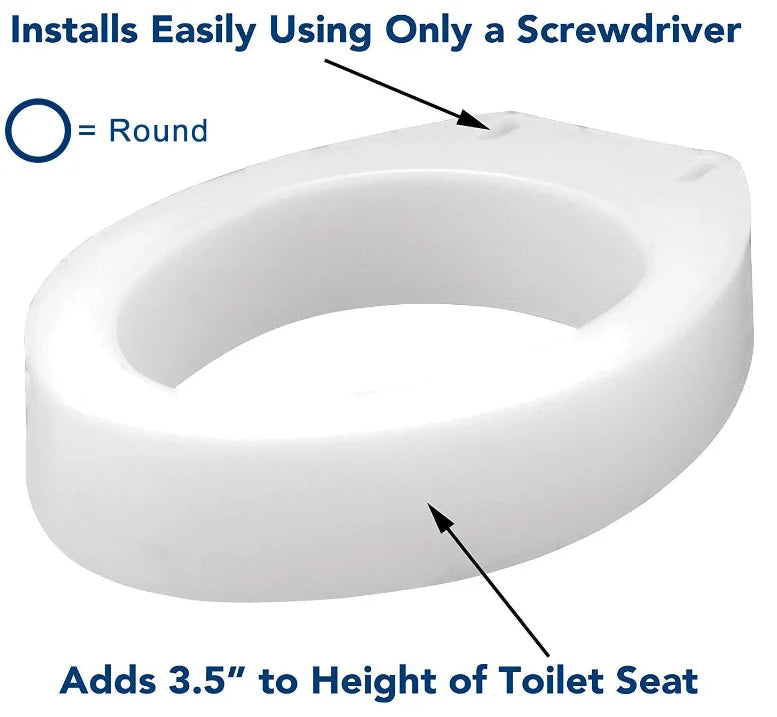 Carex Raised Toilet Seat, Universal Fit for Round Bowls, White, 300 lb Capacity B8396