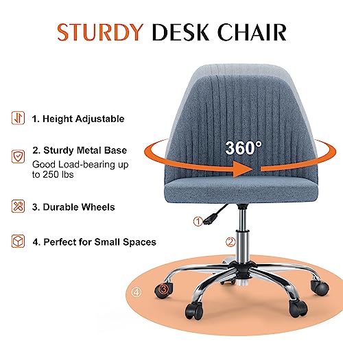 Sweetcrispy Armless Office Chair with Wheels, Adjustable Swivel Task Chair S259576